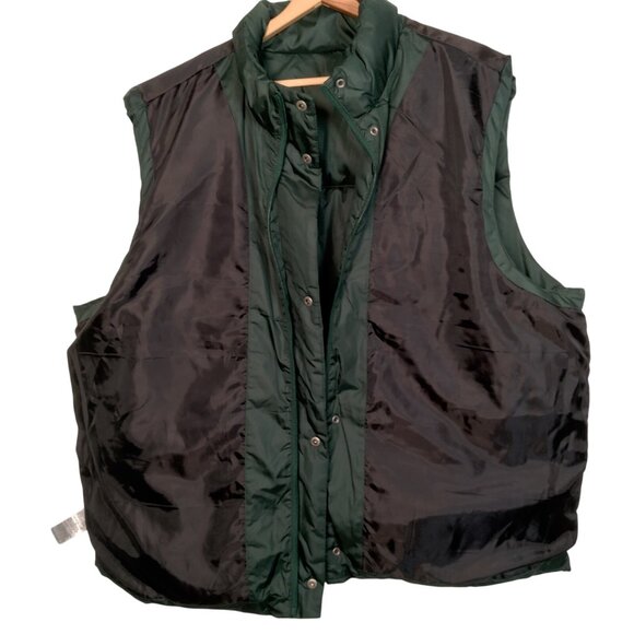 Old Navy Puffer Vest Men XXL Forest Green Jacket Snap Zip Up Recycled - Picture 3 of 11